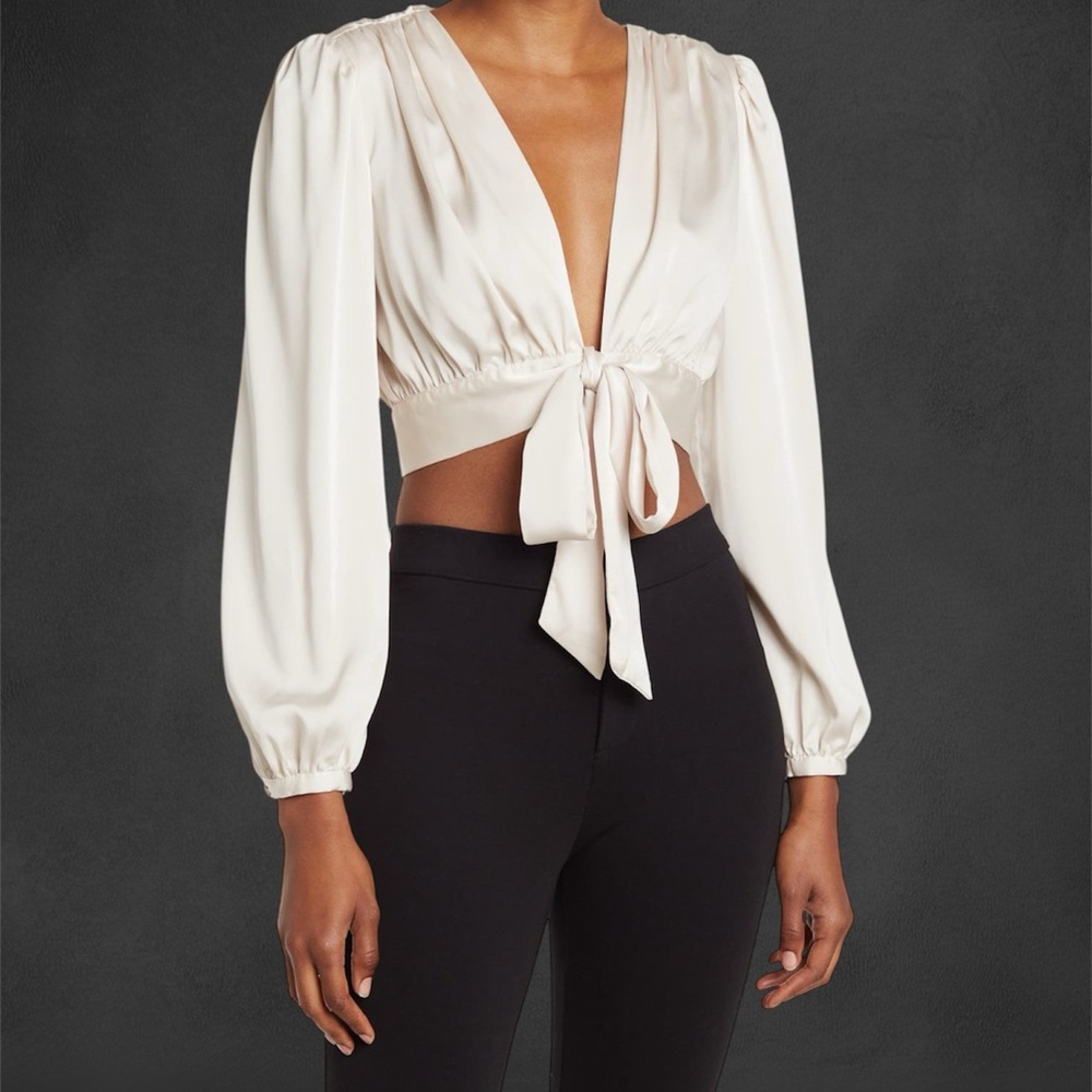 Elegant Ivory Tie-Front Blouse